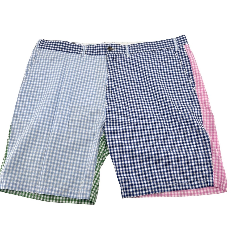 Castaway Nantucket Island Mens 42 Patchwork Gingham Shorts Multi-Color Preppy